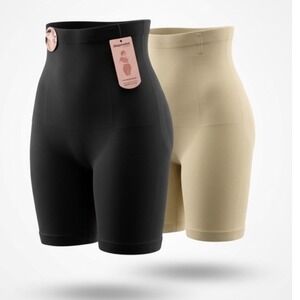 Shapermint Shaper Shorts Women XL/2XL Black/Beige 2-Pack High Waisted 55021